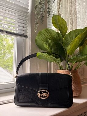 Coach Georgiana in Black Pebble Leather & Gold Hardware